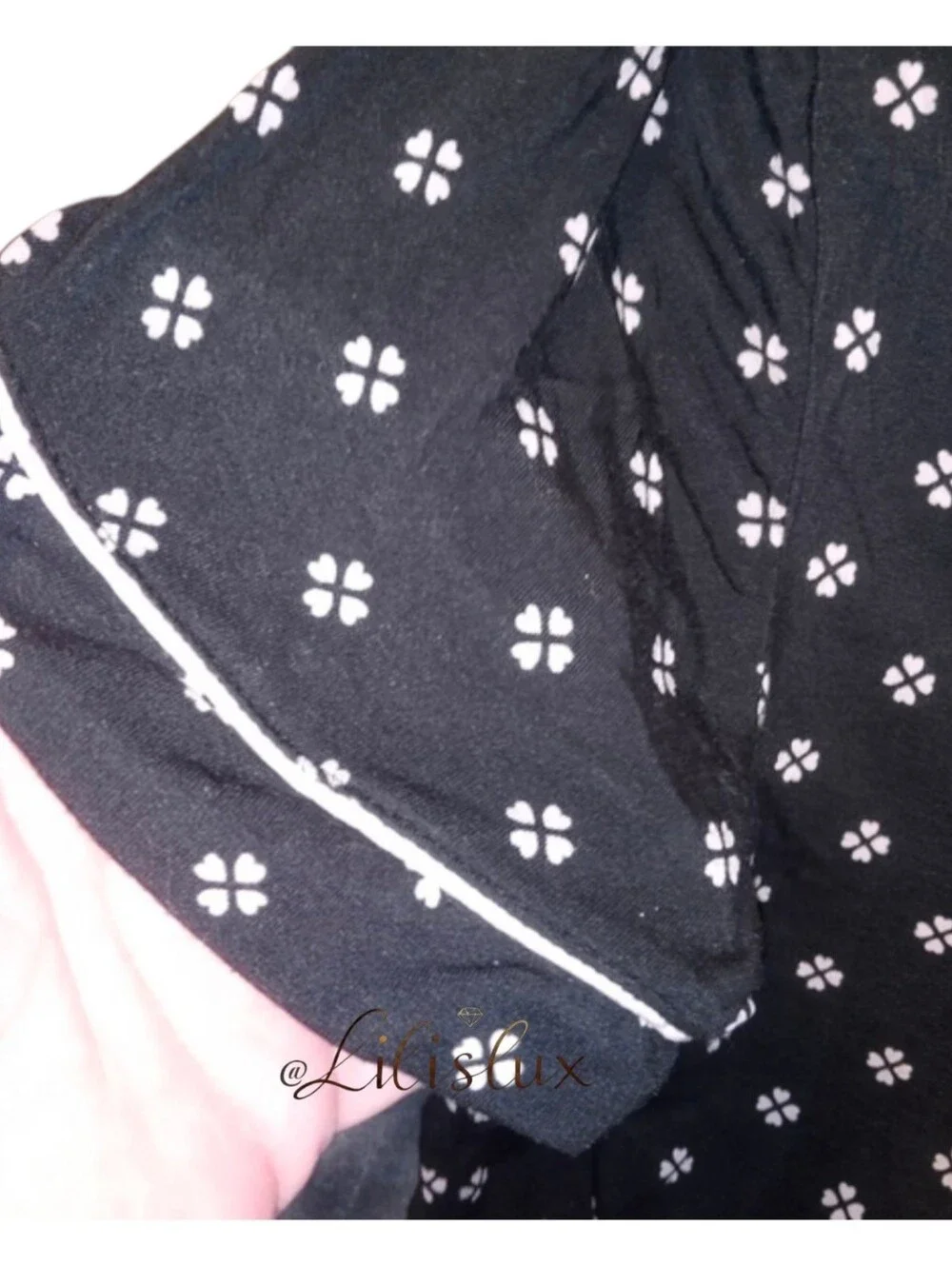 Heart Clover Print Jersey Knit Cropped Coordinating Pajama Set